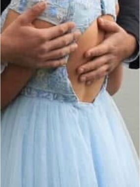 Light Blue Lace & Tulle Evening Dress